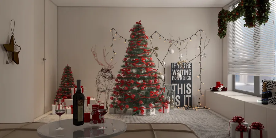 a christmas tree in a living room with a christmas tree 