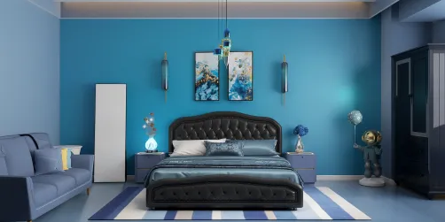 Blue themed bedroom 