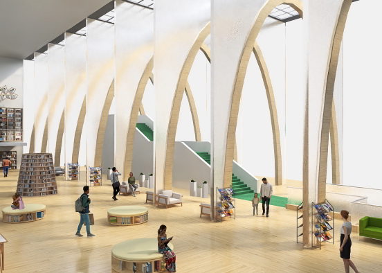 Scandinavian public library  Design Rendering