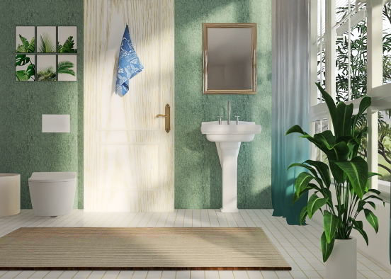 Botanical Bathroom  Design Rendering