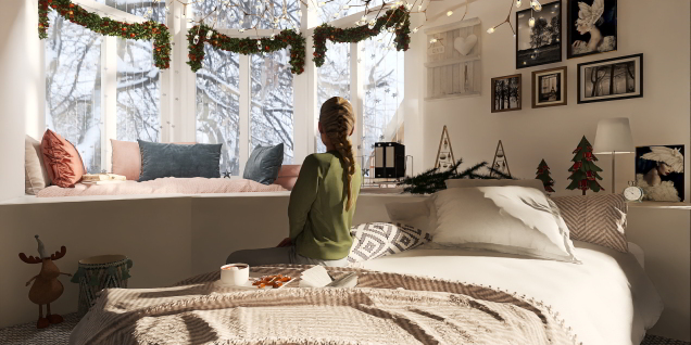 Cozy Christmas bedroom ☕⛄🌲