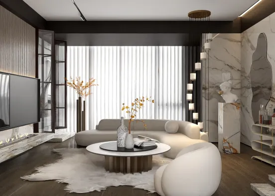 Marble living room Design Rendering
