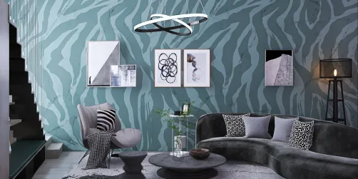 green and grey living room 
