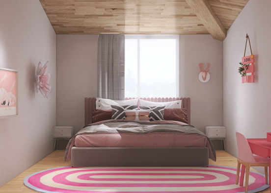 💓 cuarto rosa para niña Design Rendering