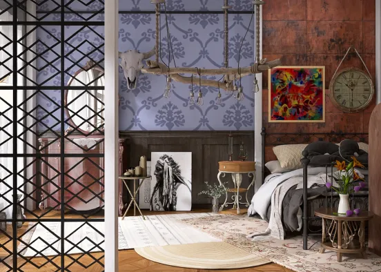 Old-fashioned bedroom  Design Rendering