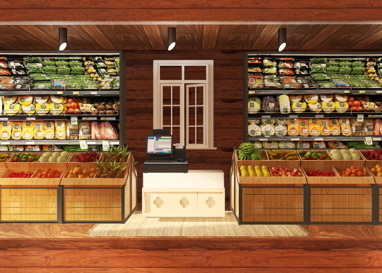 open grocery stalls Design Rendering