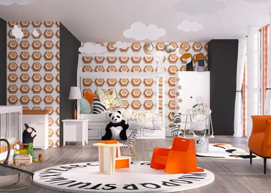 room shared by baby and 4 ye old. Design Rendering
