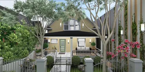 Casa con jardín en el frente 