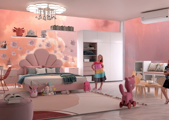 Habitación para una niña toque lujoso Design Rendering