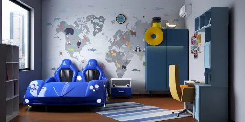 chambre en bleu pour garçon