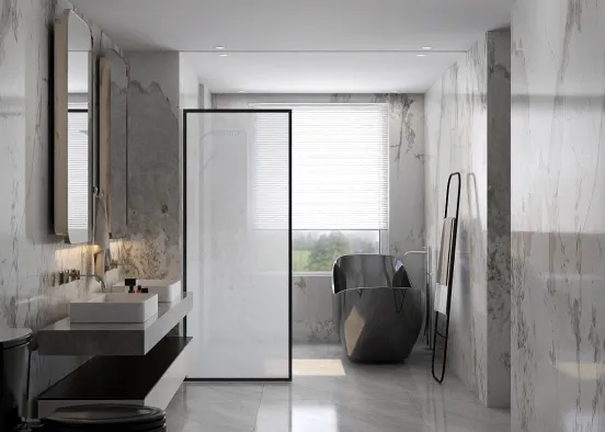 banheiro casal - teste materiais Design Rendering