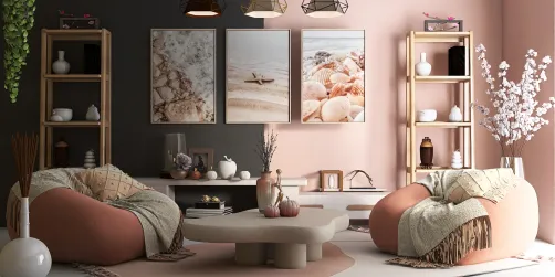 calm peach living room
