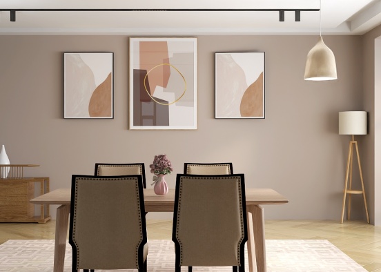 Creamy cozy dining room Design Rendering