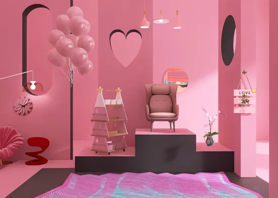 A pink and funky room Design Rendering