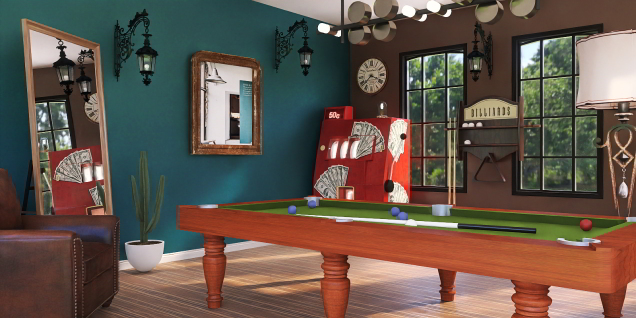 Vintage room with billiard 