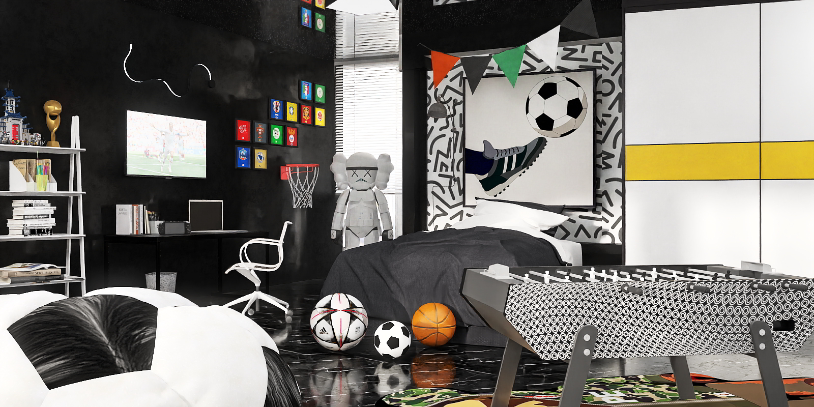 bedroom for a super football fan ⚽🥅📺