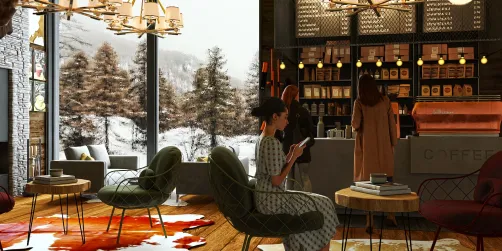 Winter corner cafe 