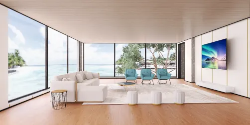 sala de está moderna com tropical 