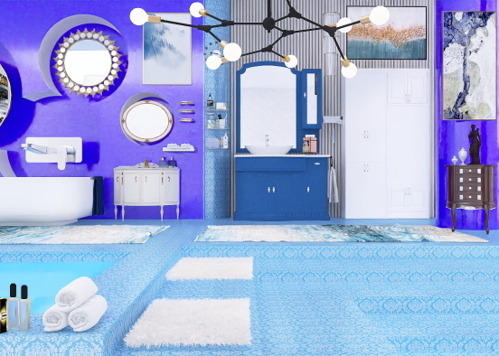 Bagno di casa con annessa Spa 💙💙💙 Design Rendering