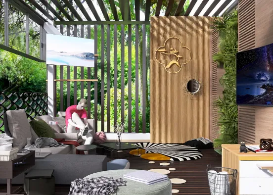fis a mixture of balcony with open air and living  Design Rendering