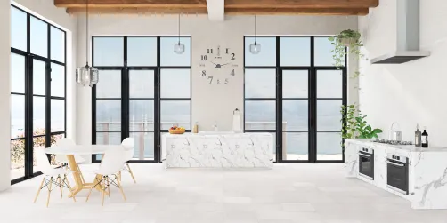 A cute marble kitchen