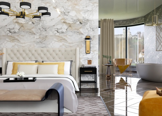 Art Deco master bedroom Design Rendering