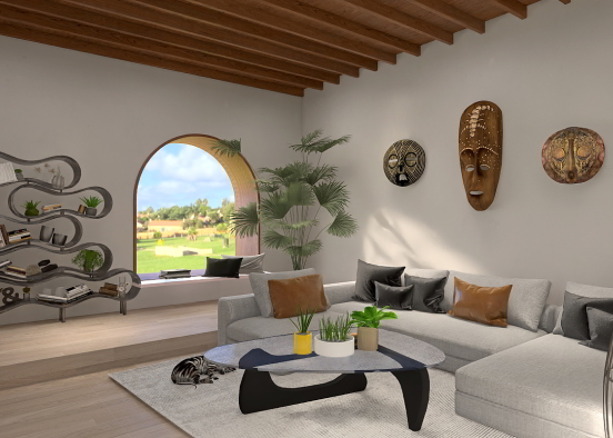 Sala de estar africana 🌴 Design Rendering