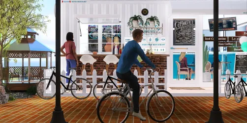 Cycling to Coffee Shop