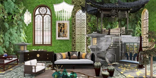 chinese style living/garden area