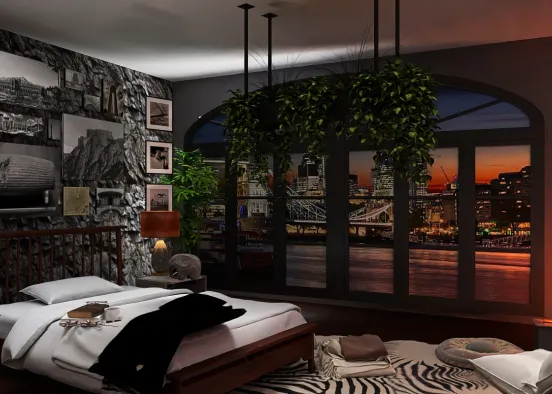 # 2 industrial: bedroom Renderização de Design