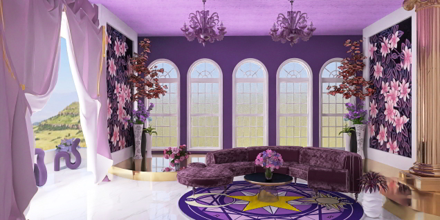Salon violet fleuri