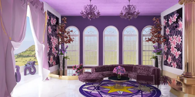 Salon violet fleuri