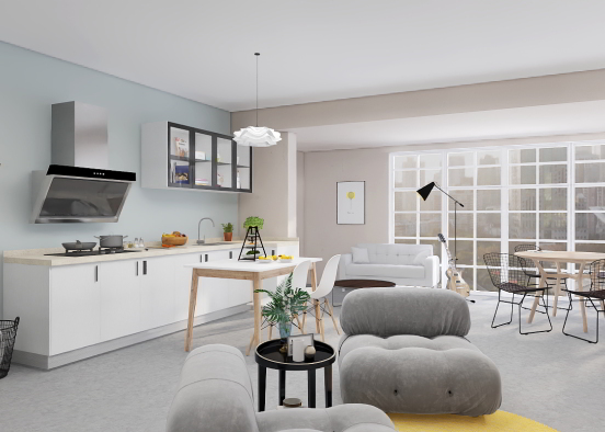 Fun kitchen/living area apartment  Design Rendering