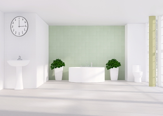 Simple green bathroom  Design Rendering