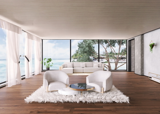 Sala en casa de playa Design Rendering
