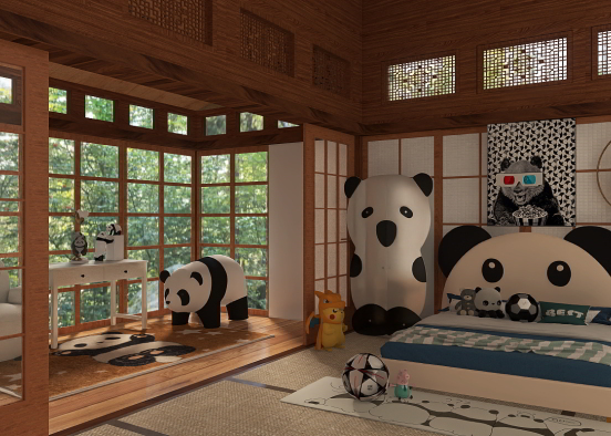 Panda room for my brother Design Rendering