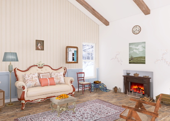 Victorian Style Living Room Design Rendering