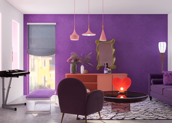 Purple Living room Design Rendering