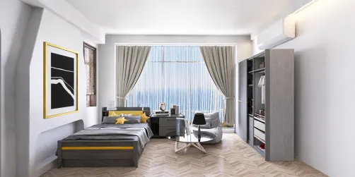 Bedroom With A Gray Color Theme