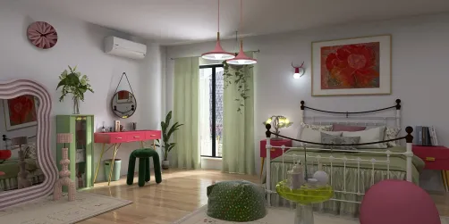 pink and green bedroom