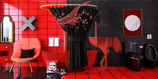 Red and Black Bathroom 