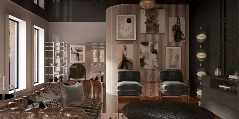 luxurious living room with cozy seating arrangement showcasing modern art and stylish decor using Homestyler's real-time 3D rendering for visualizing design improvements