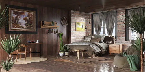 Wooden bedroom