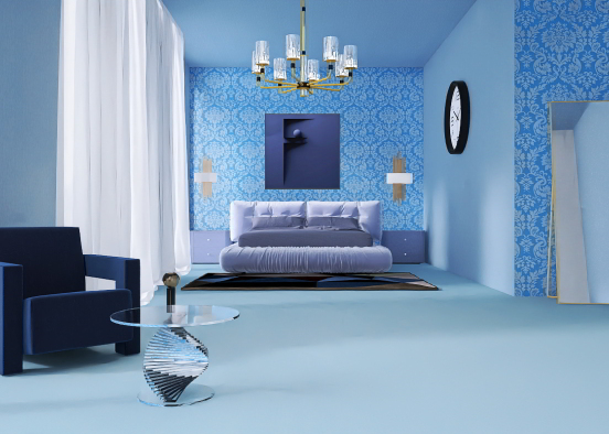 A blue monochromatic Aesthetic  Design Rendering