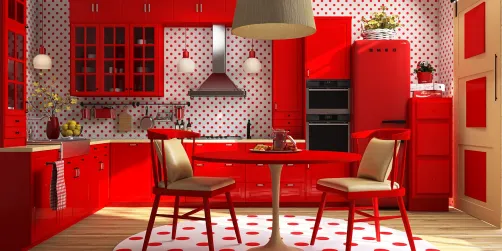 Red and yellow kitchen