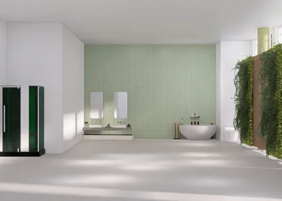 open spacious green bathroom  Design Rendering