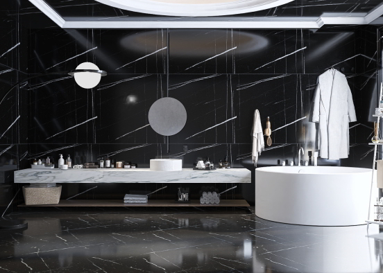 B&W Bathroom 🛀  Design Rendering