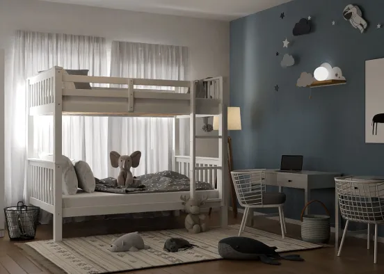 Cozy bedroom for two twin boys  Design Rendering
