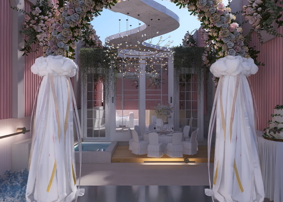 Private backyard wedding reception Design Rendering