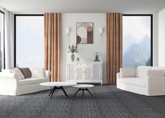 Living room. Modern. Aesthetic, White, Minimalism. Design Rendering